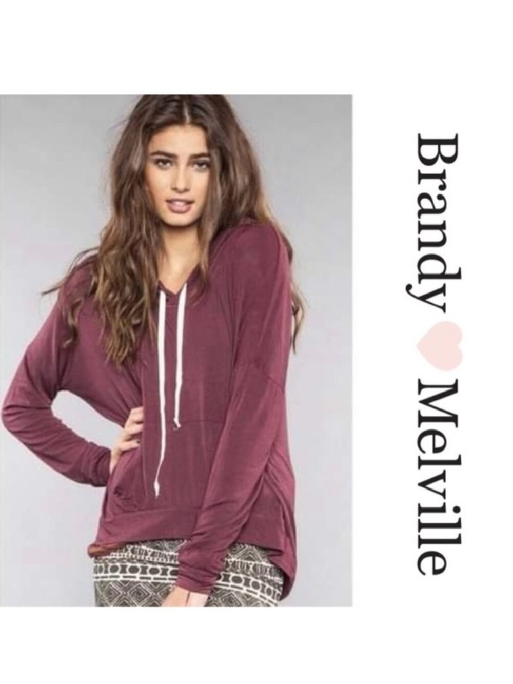 Brandy Melville | Maroon Layla Hoodie | Size One Size